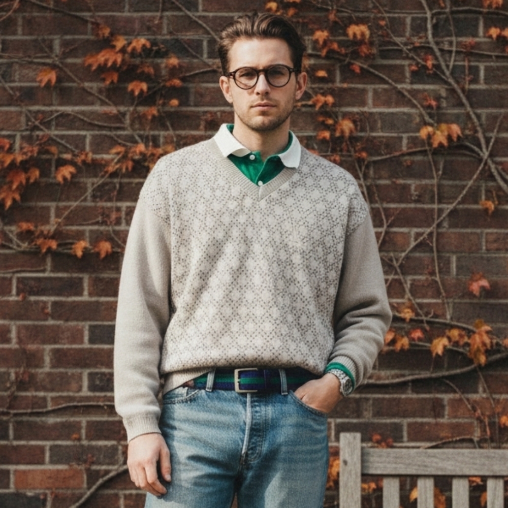 British Open Golf L 90s Old Money Eclectic Grandpa Preppy Cabincore Knit Sweater